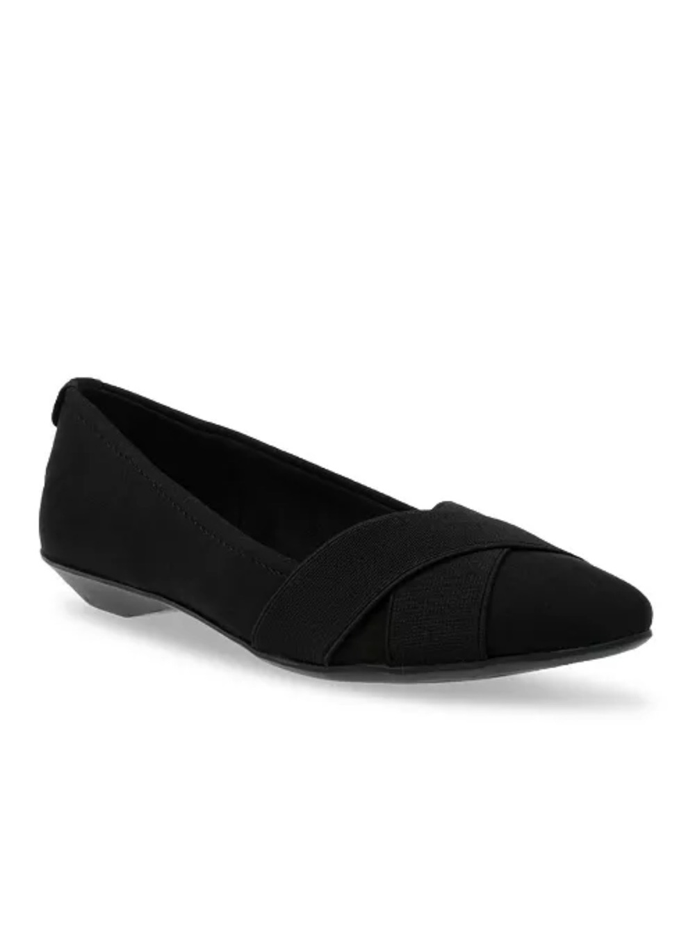 Anne Klein Oalise Black Pointed Toe Slip On Flat with Cross-Band